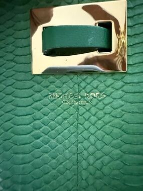 Michael Kors Green Textured Tote with Gold Hardware